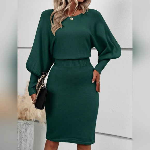 COPY - Lantern Sleeve Sweater Dress - Picture 5 of 5